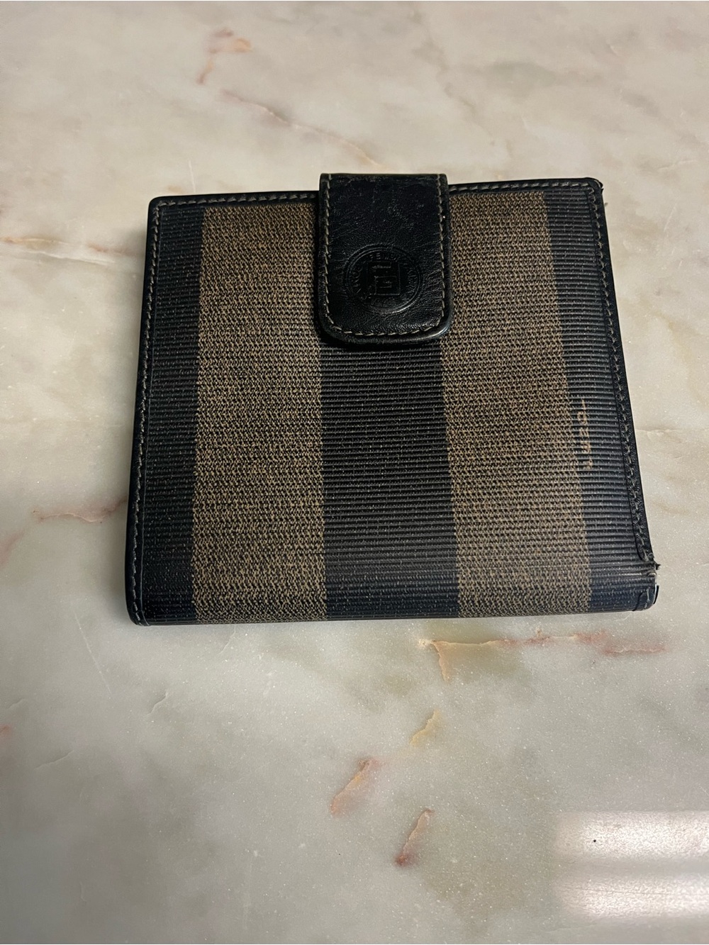 Fendi Black and Brown Striped Wallet